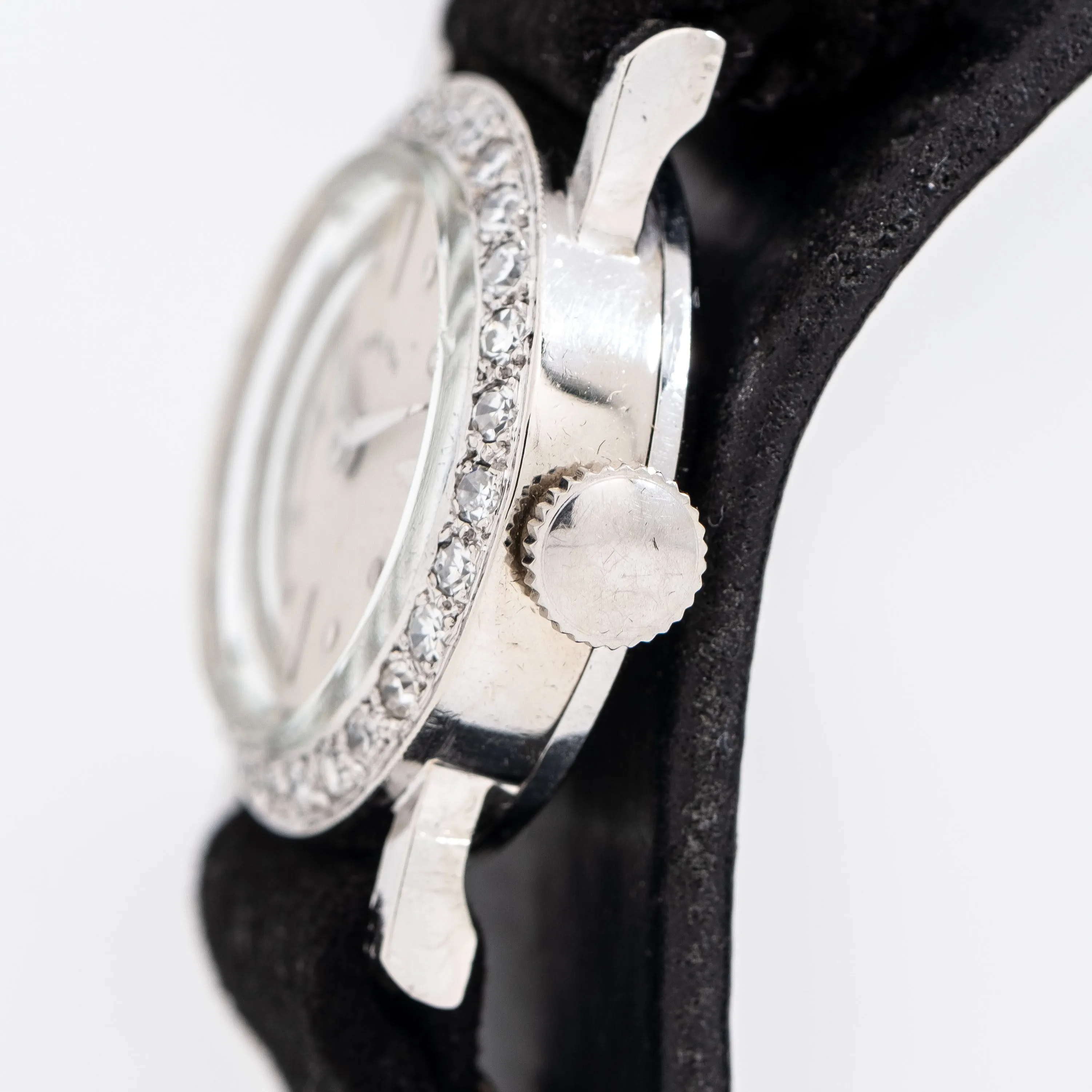 1960's Vintage Hamilton Ladies Solid 14k White Gold & Diamonds Watch (# 14882)