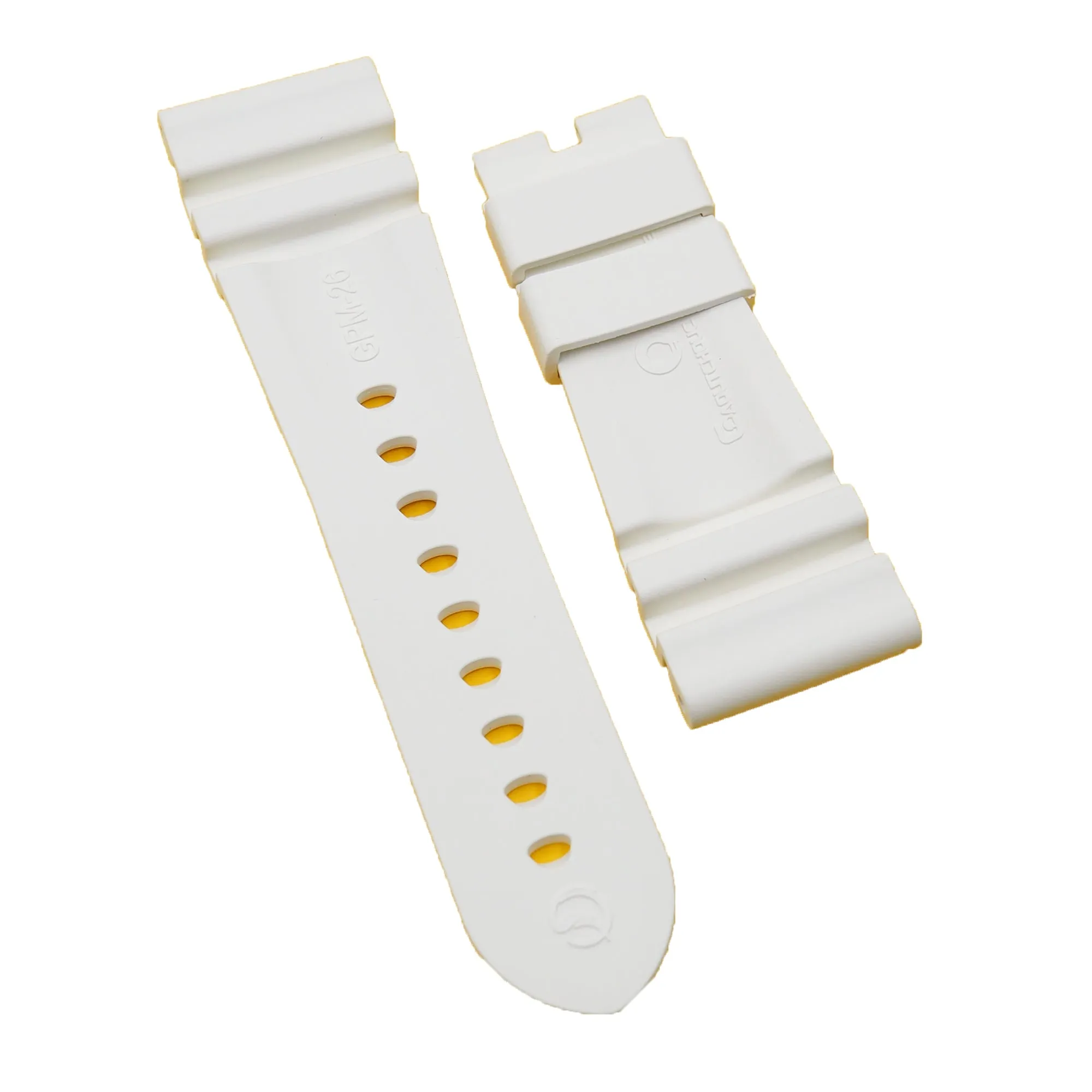 24mm, 26mm White FKM Rubber Dive Watch Strap For Panerai
