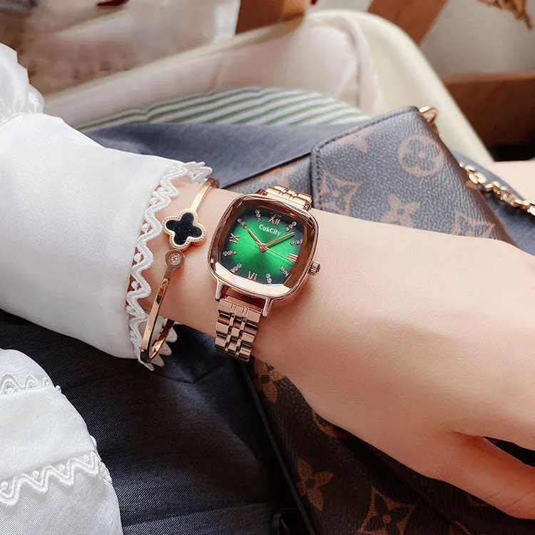 3D Faceted Square Crystal Fashion Watches for Women