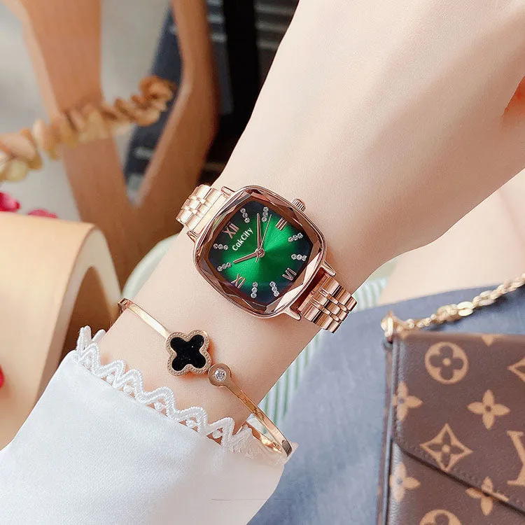3D Faceted Square Crystal Fashion Watches for Women