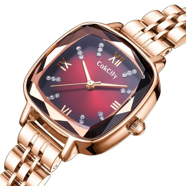 3D Faceted Square Crystal Fashion Watches for Women