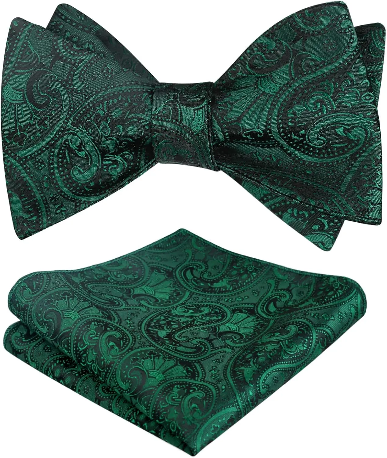 Alizeal Mens Paisley Jacquard Tuxedo Self Tied Bow Tie with Pocket Square Set