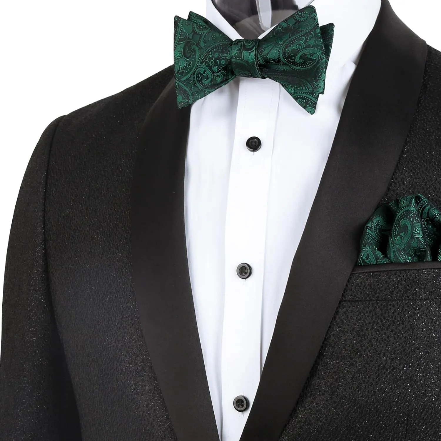 Alizeal Mens Paisley Jacquard Tuxedo Self Tied Bow Tie with Pocket Square Set
