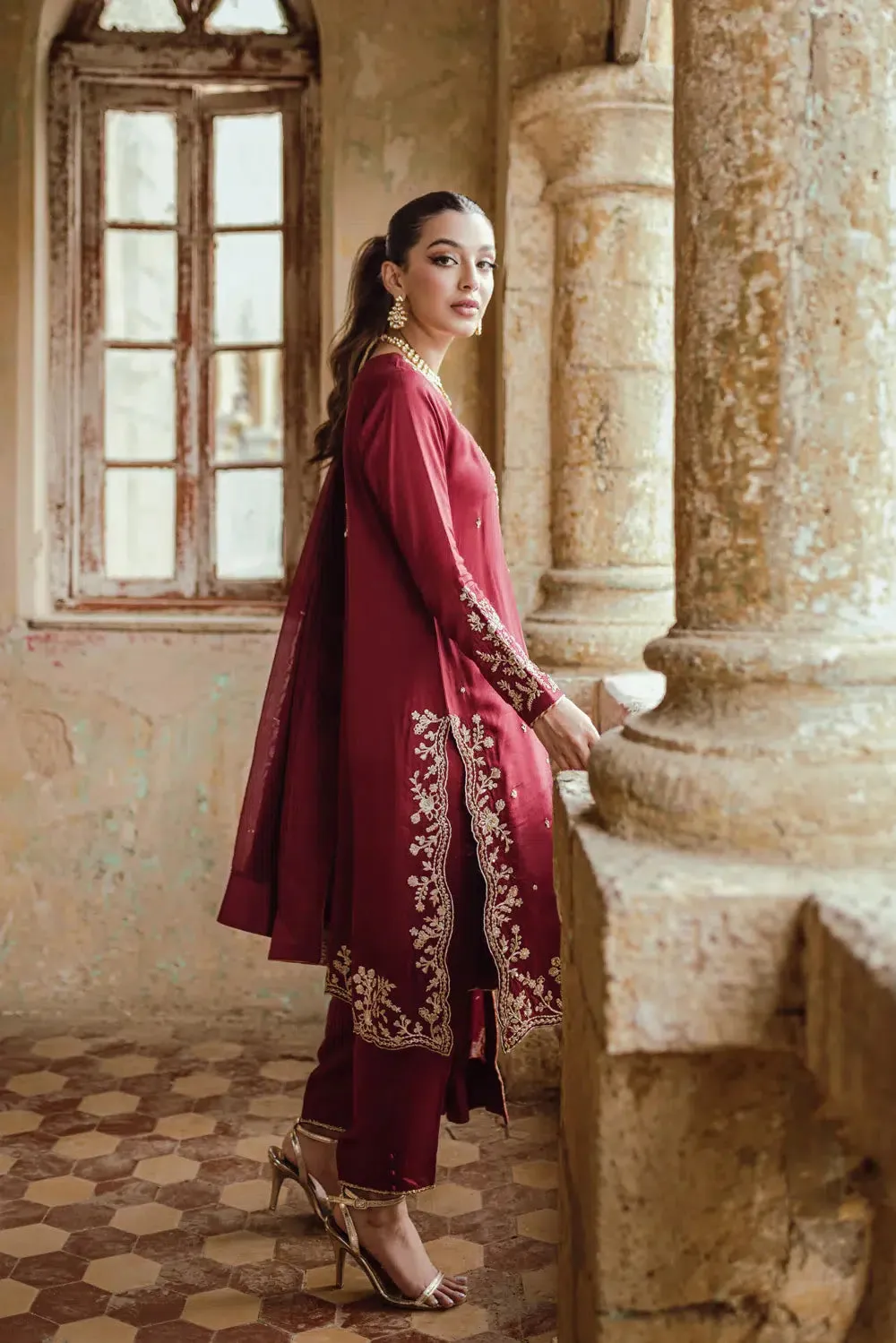 Azure | Embroidered Formals | Majestic Rouge