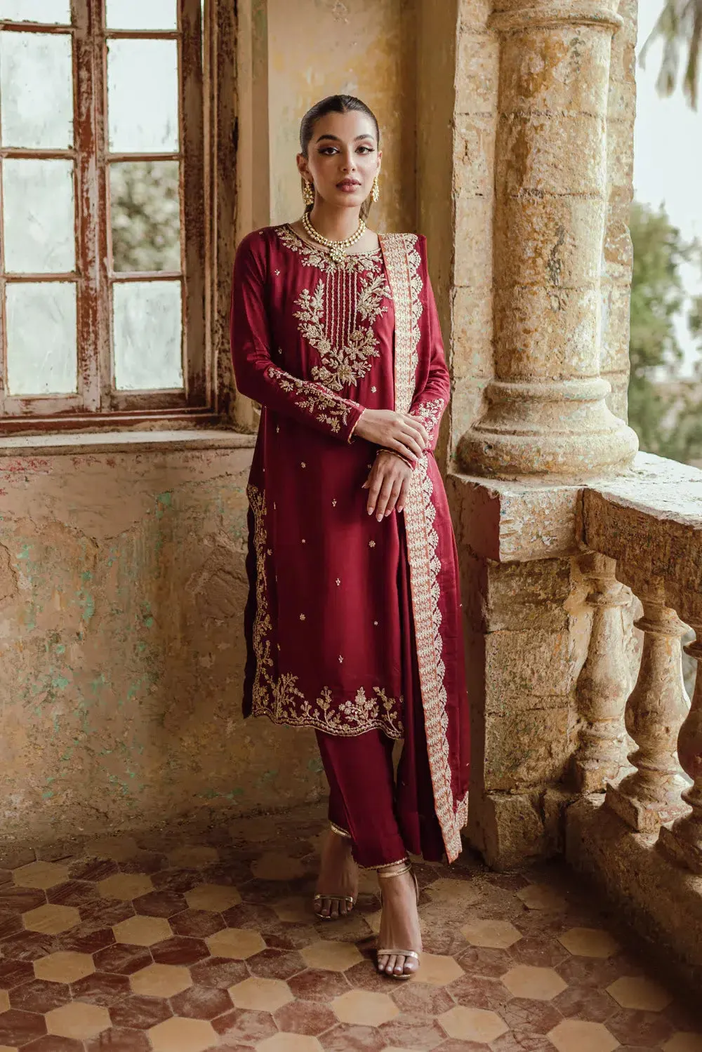 Azure | Embroidered Formals | Majestic Rouge