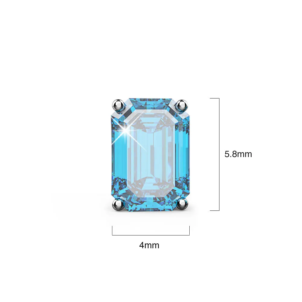 Azure Topaz Perfection Stud Earrings Encased in 18k White Gold