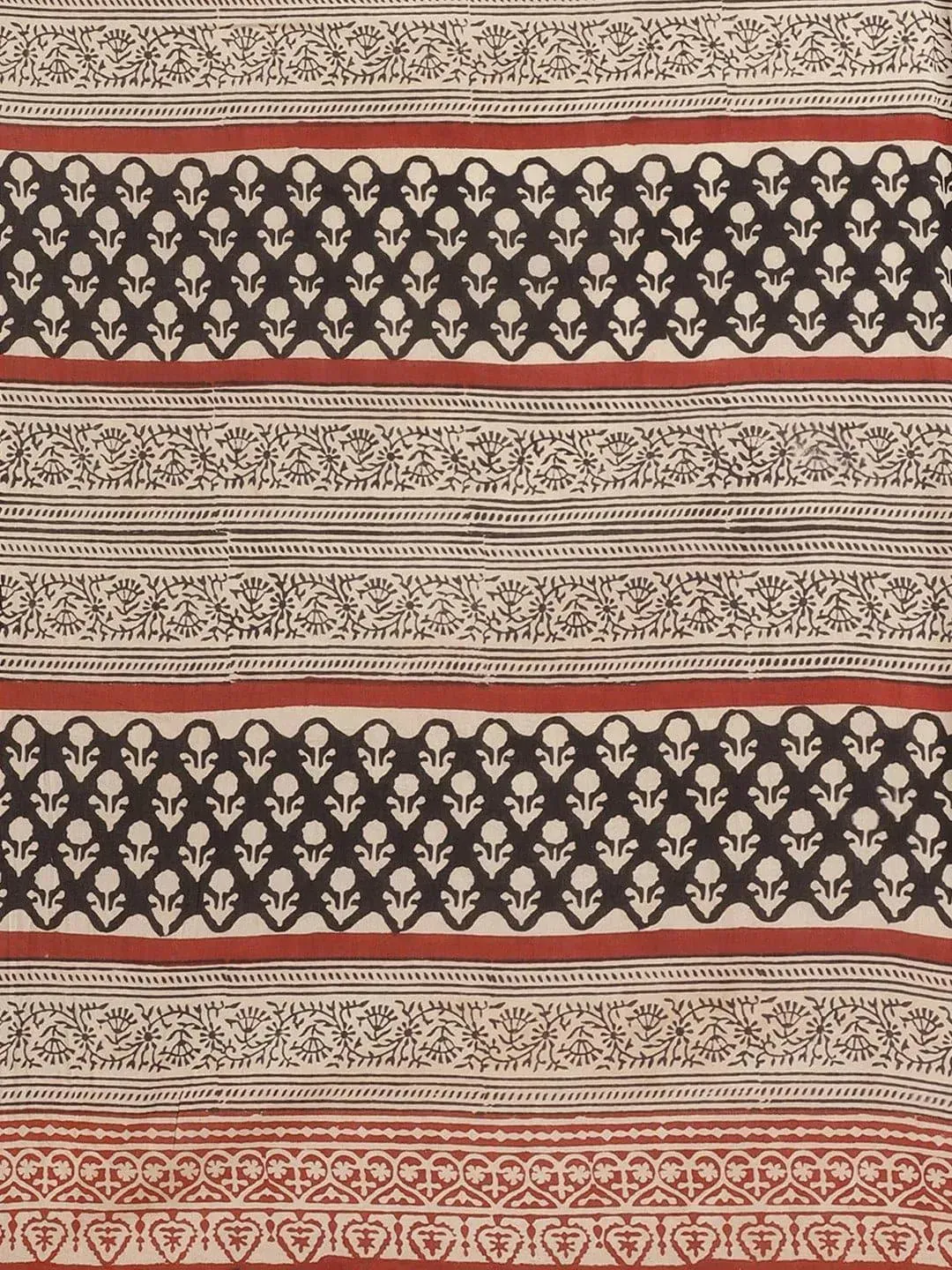 Beige Printed Cotton Saree