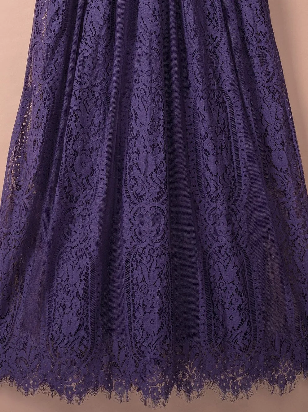 Blue Heart Lace Maxi Dress with Crochet Waistband