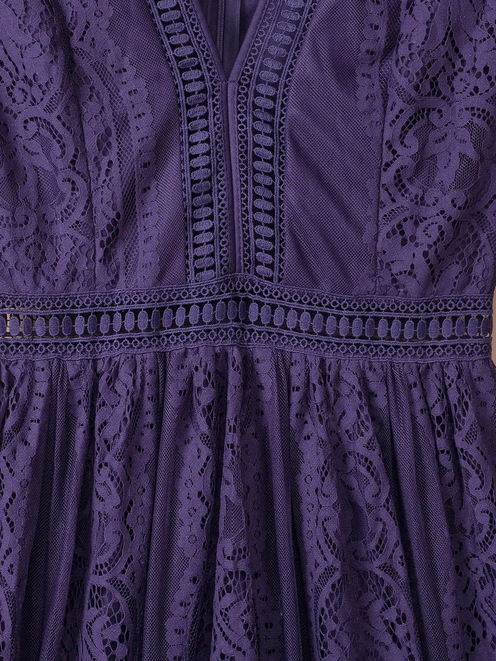Blue Heart Lace Maxi Dress with Crochet Waistband