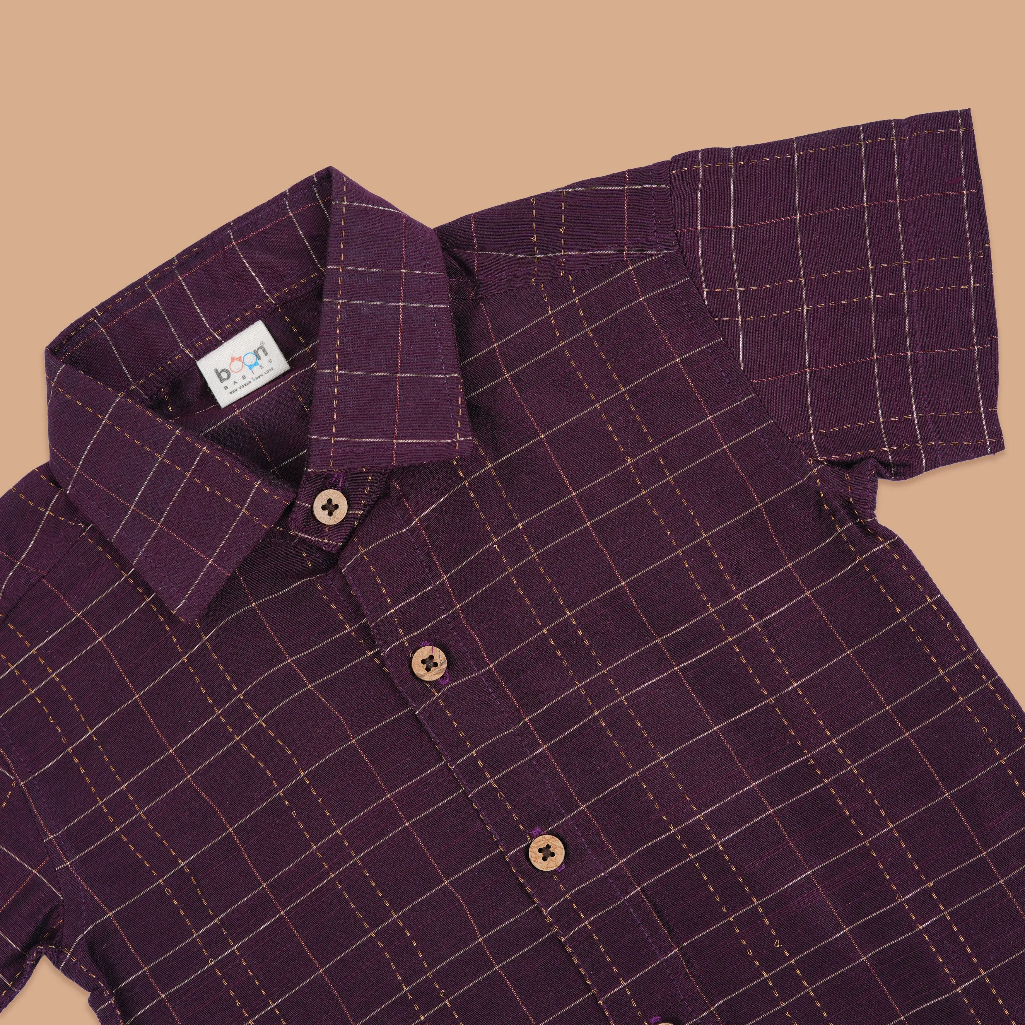 Bold Wine Color Ethnic Shirt for Boys