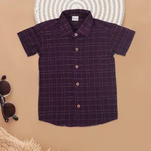Bold Wine Color Ethnic Shirt for Boys