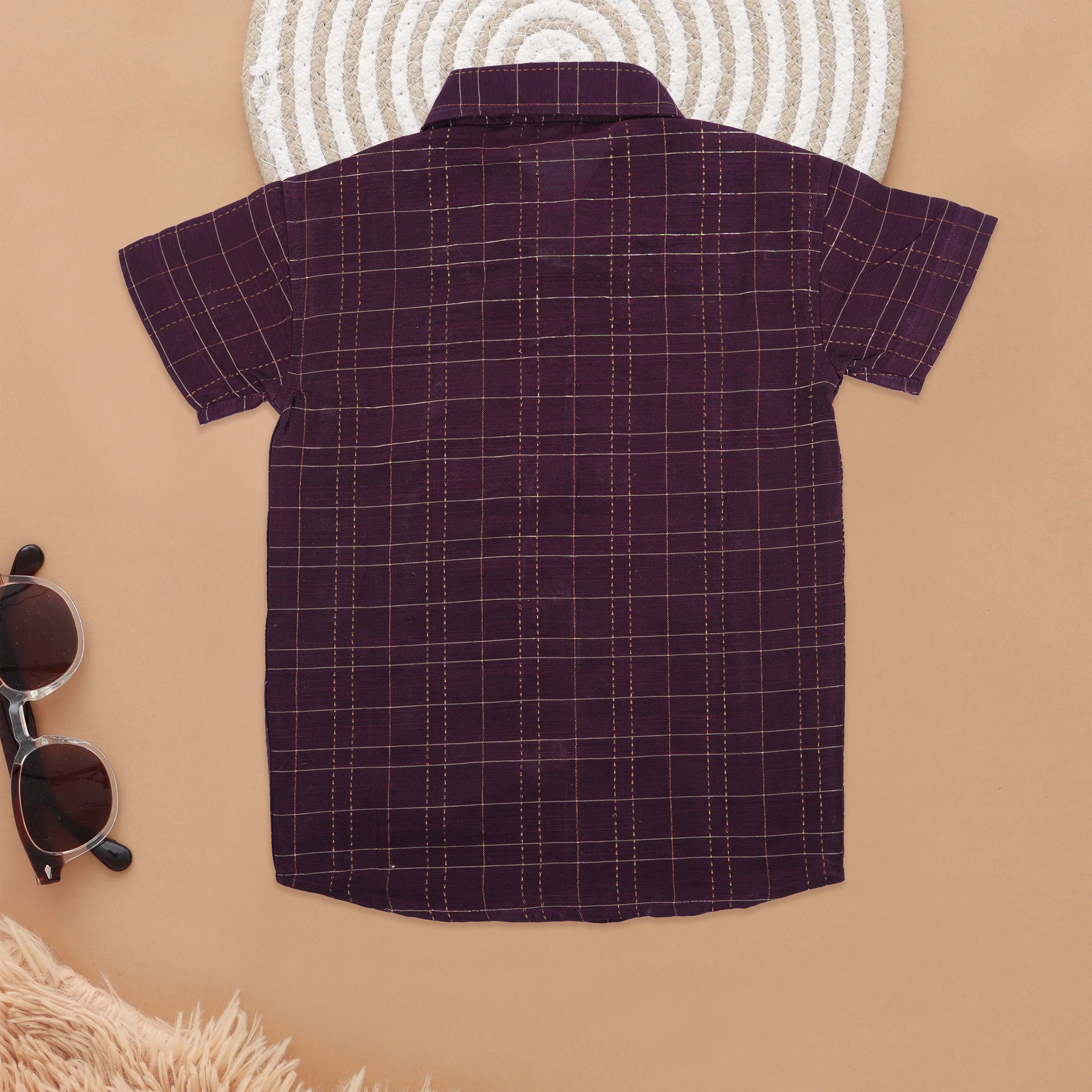 Bold Wine Color Ethnic Shirt for Boys