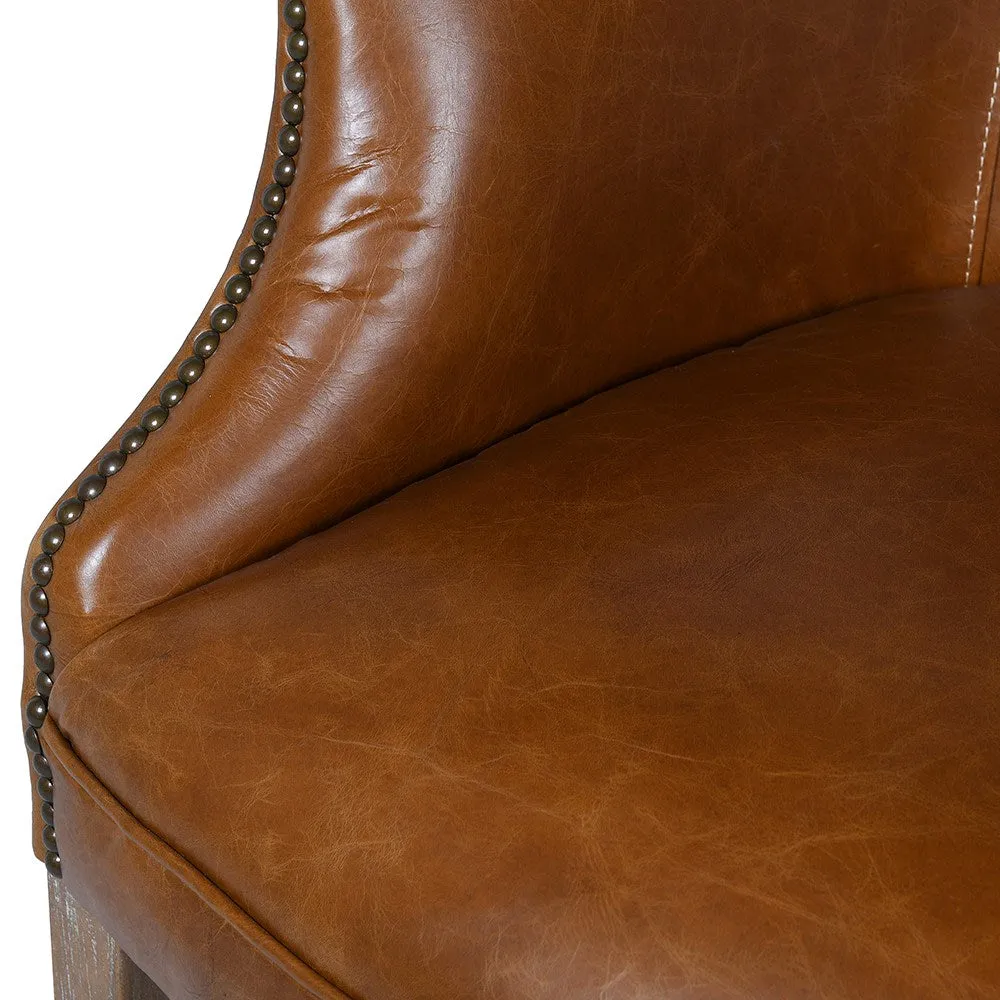 Brown Leather Dining Chair 86cm