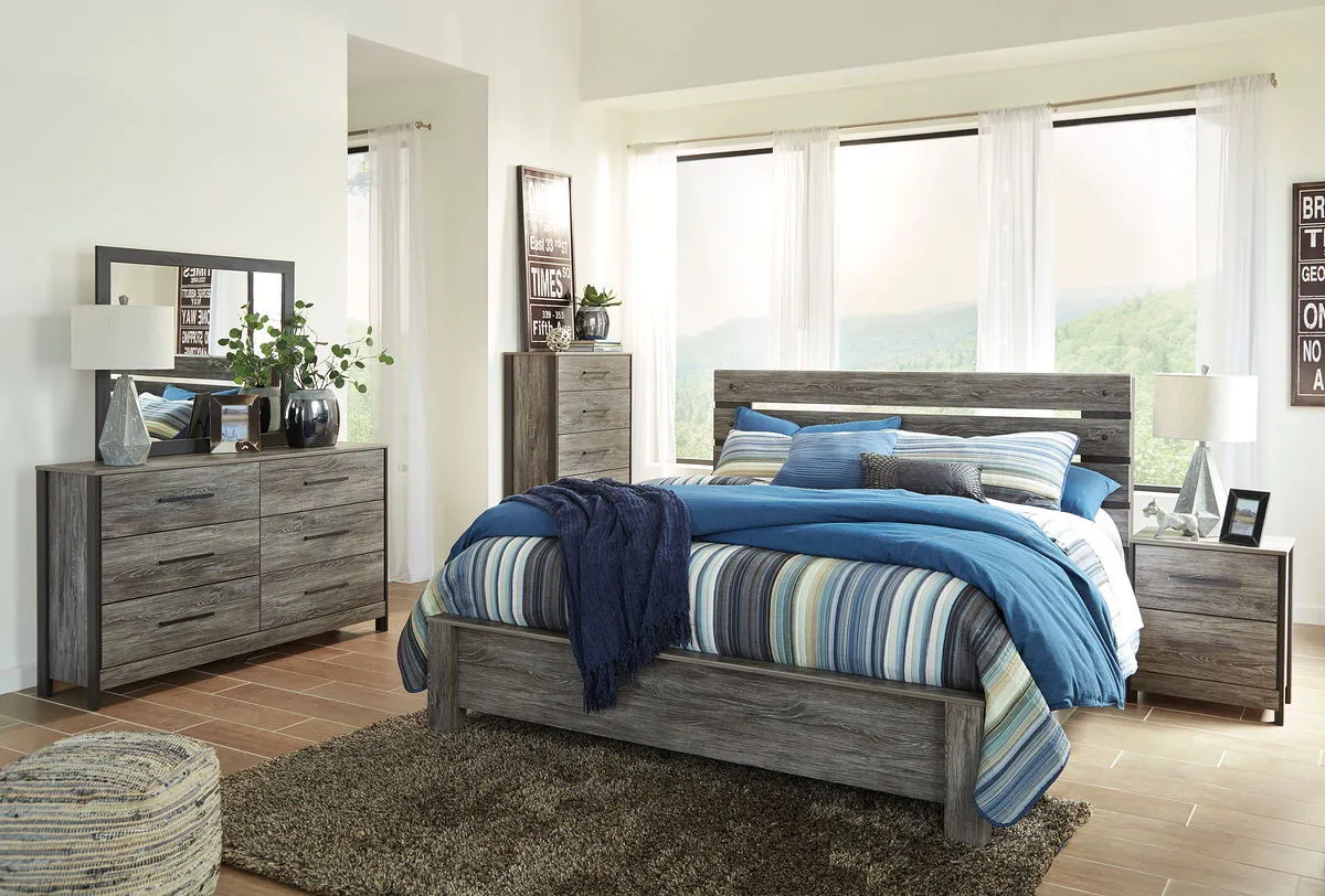 Cazenfeld - Black/Gray - 5 Pc. - Dresser, Mirror, Queen Panel Bed