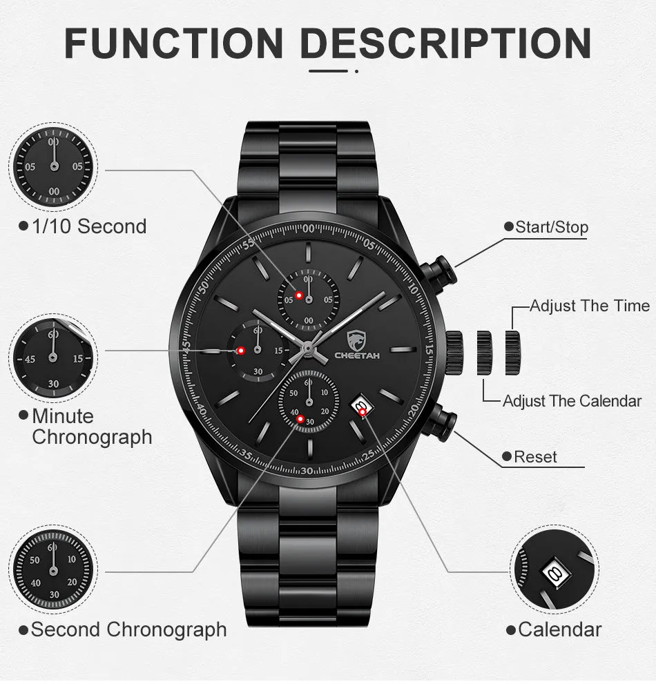 CHEETAH CH1607 BIZET S1 - Men's Black Stainless Steel Dress Watch
