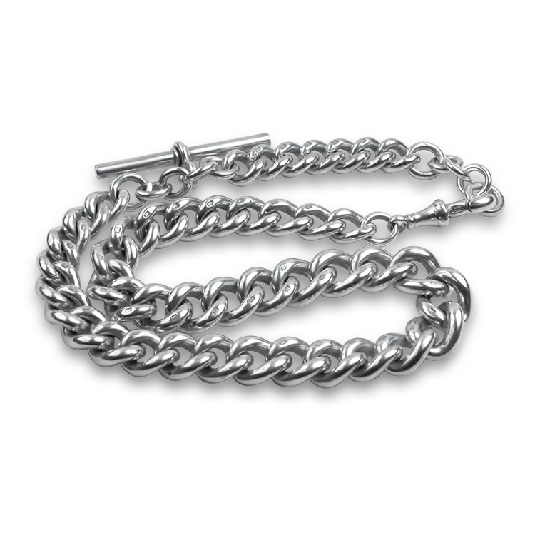 Estate Waldemar Style Sterling Silver Watch Chain 15.5"