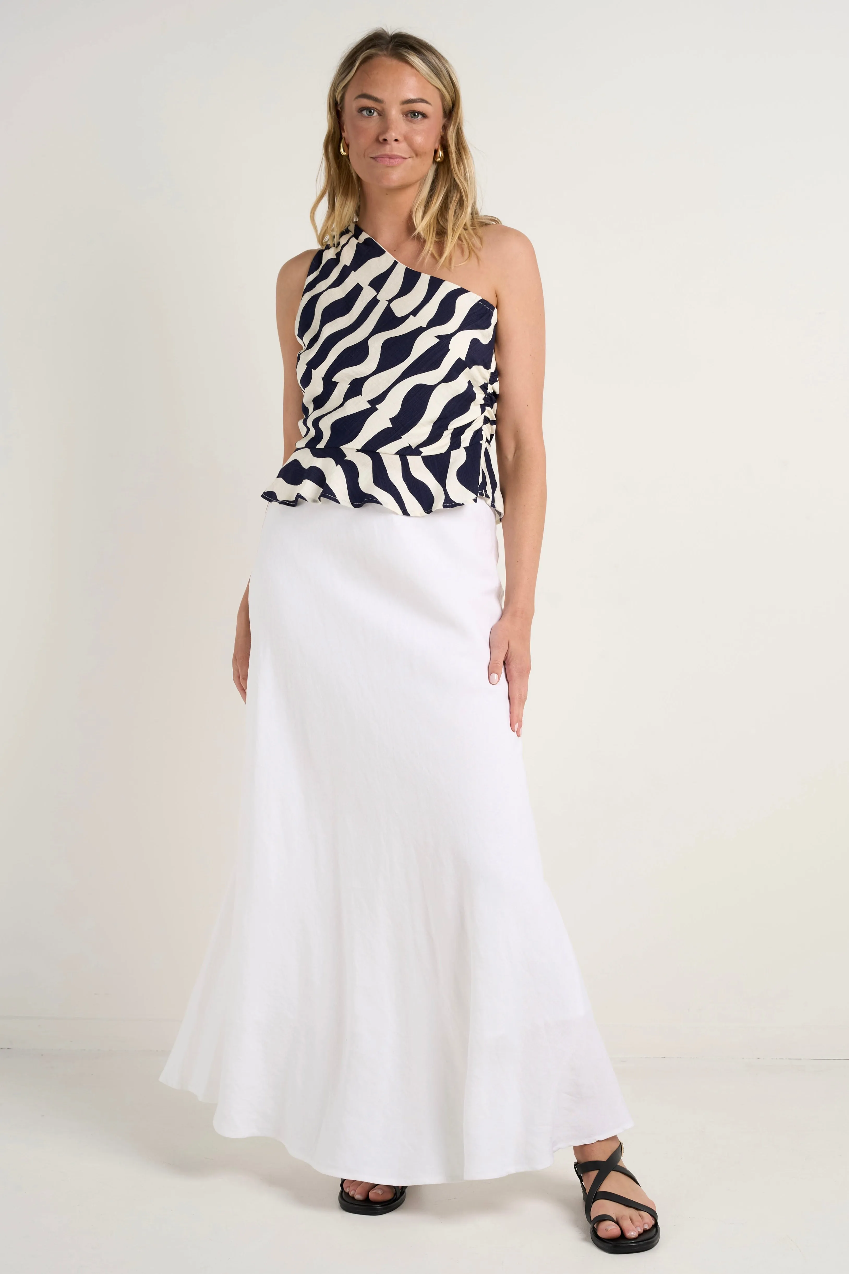 Fiction Ink Geo Wave One Shoulder Top