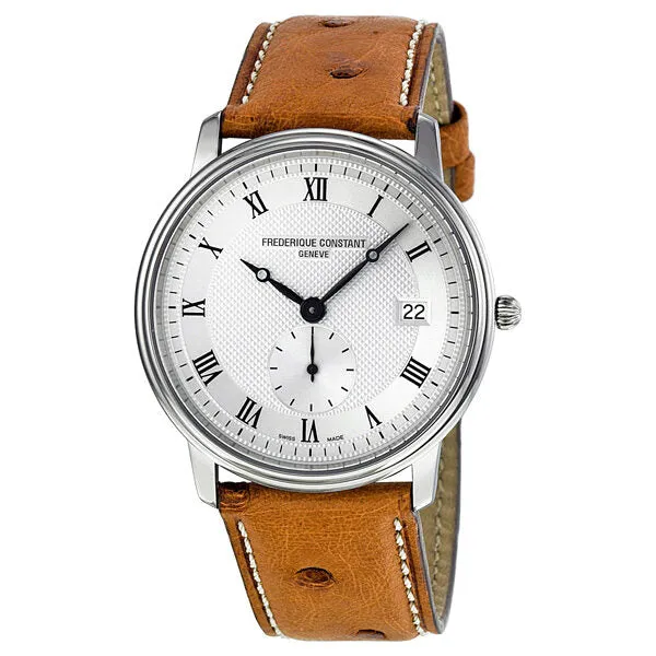 Frederique Constant Slim Line White Dial Brown Leather Strap Men's Watch FC-245M4S6OS