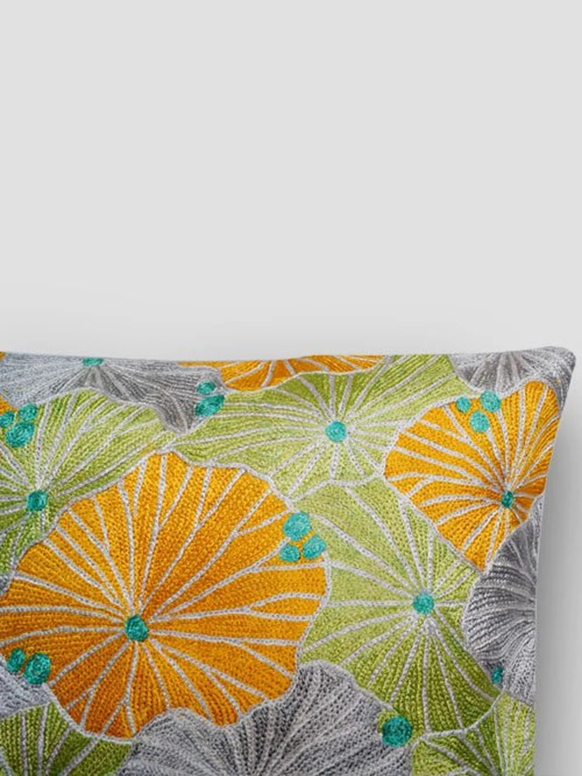 Fronds Chainstitch Embroidered Cushion Cover