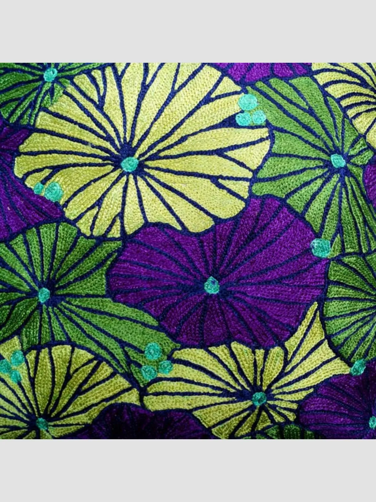 Fronds Chainstitch Embroidered Cushion Cover