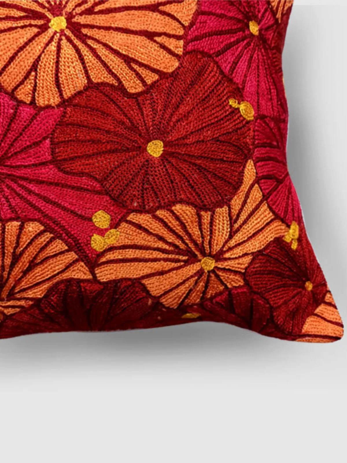 Fronds Chainstitch Embroidered Cushion Cover
