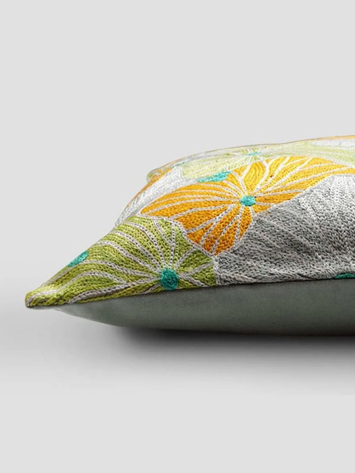 Fronds Chainstitch Embroidered Cushion Cover