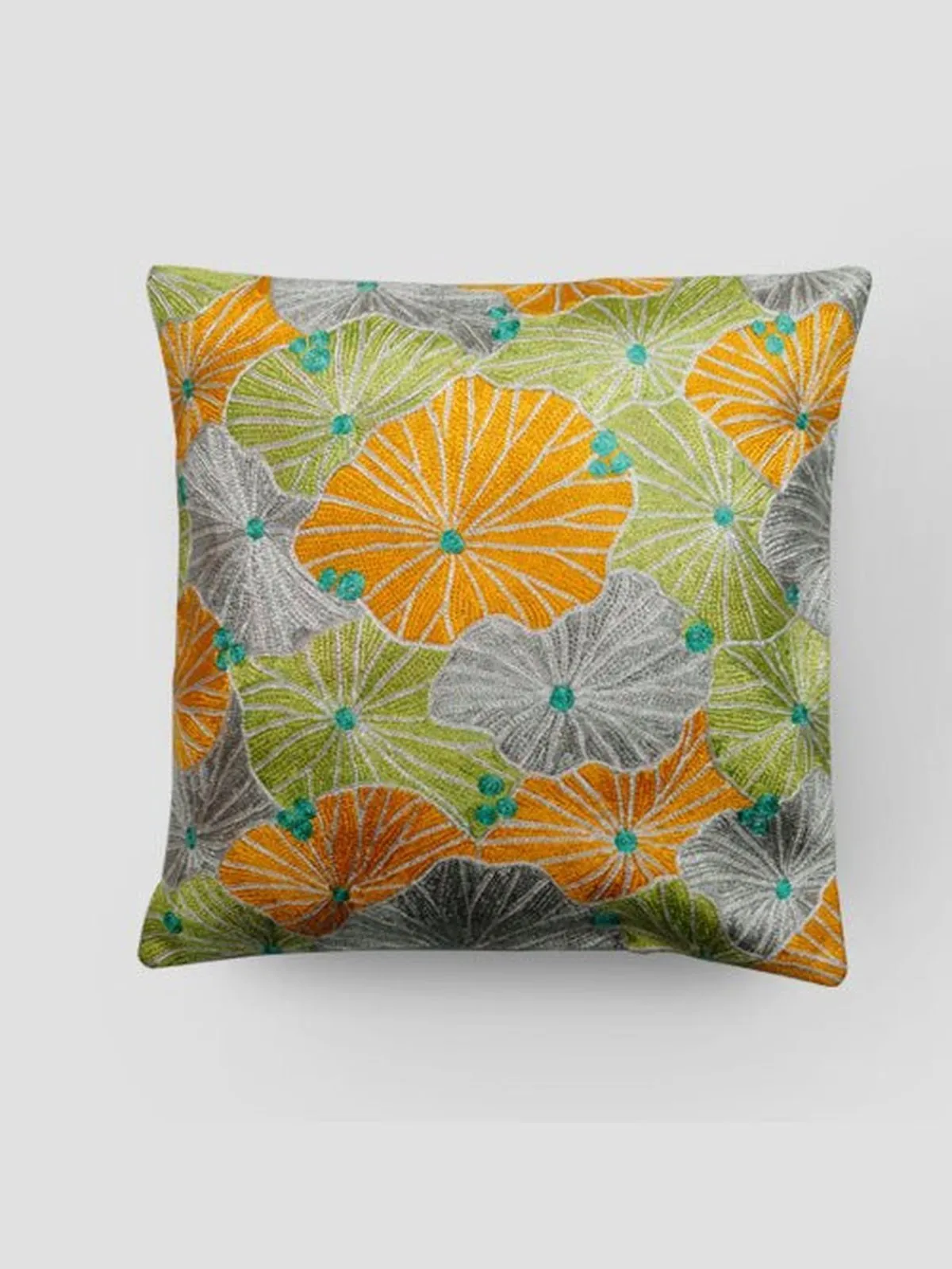 Fronds Chainstitch Embroidered Cushion Cover