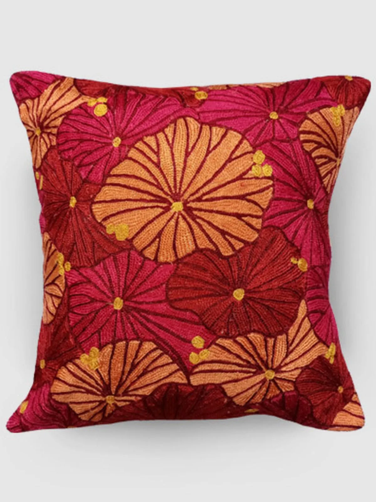 Fronds Chainstitch Embroidered Cushion Cover