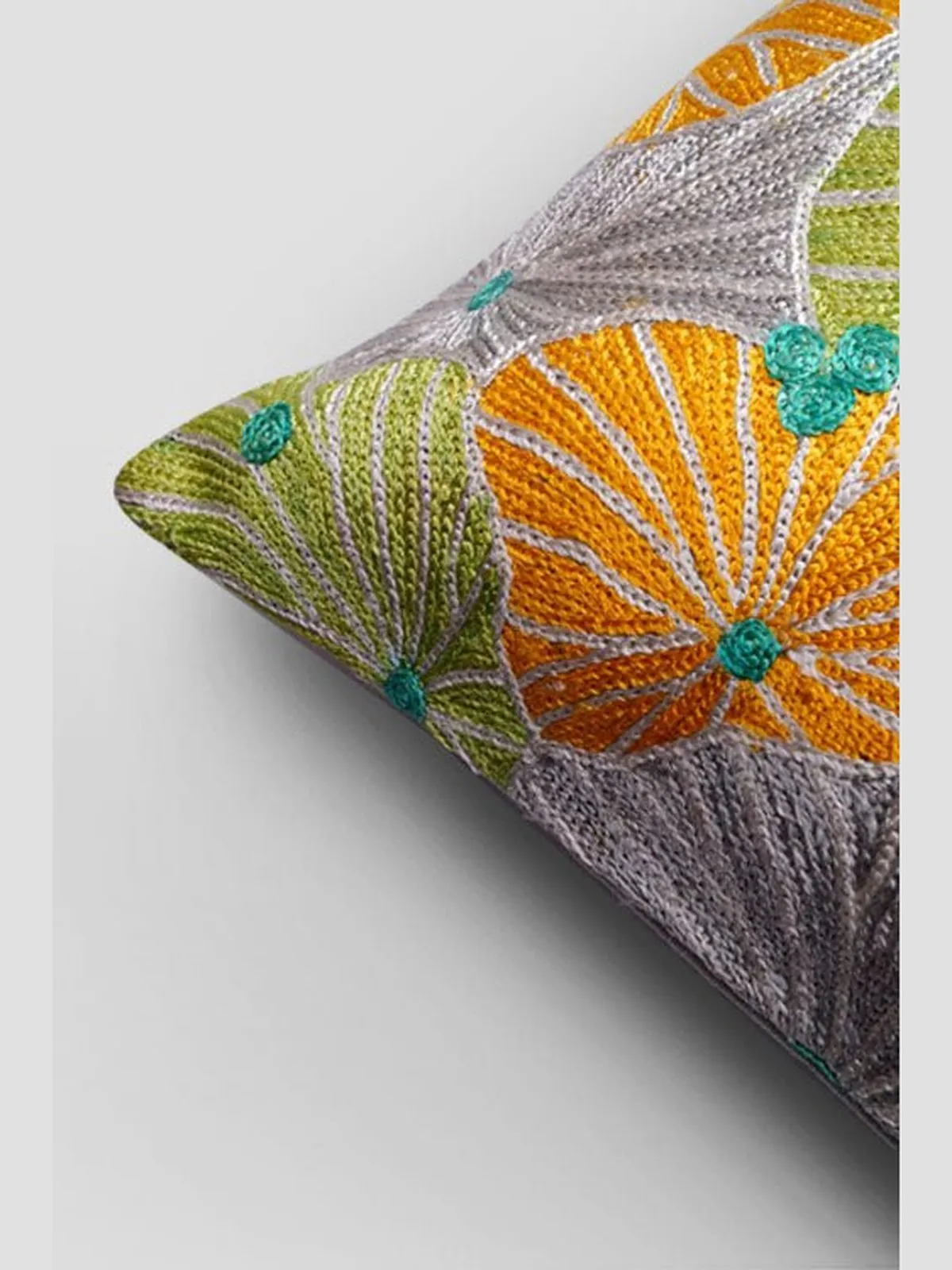 Fronds Chainstitch Embroidered Cushion Cover