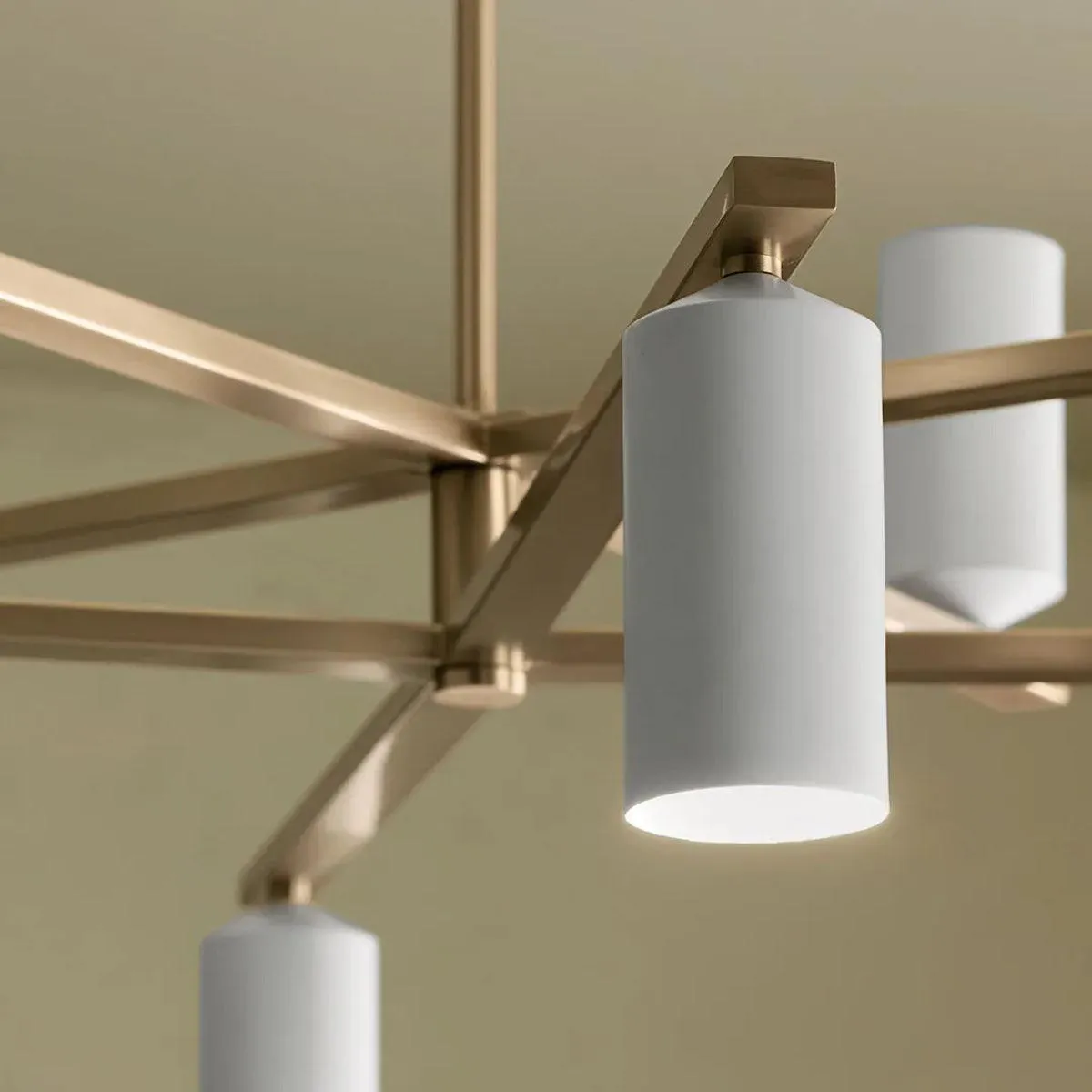 Gala 36" 8-Light Chandelier Multi-Tier with Metal cylinder shade, Champagne bronze and white Finish