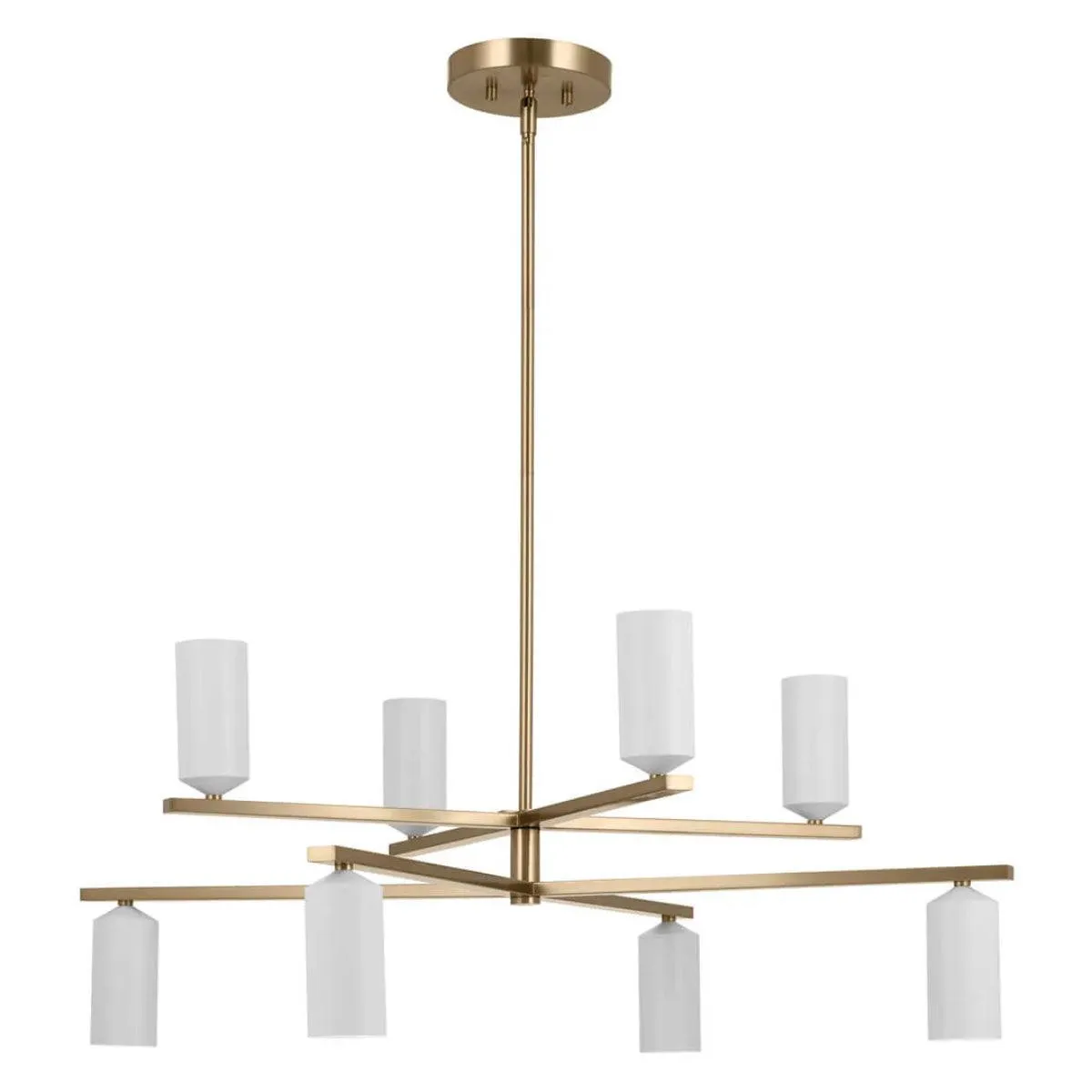 Gala 36" 8-Light Chandelier Multi-Tier with Metal cylinder shade, Champagne bronze and white Finish