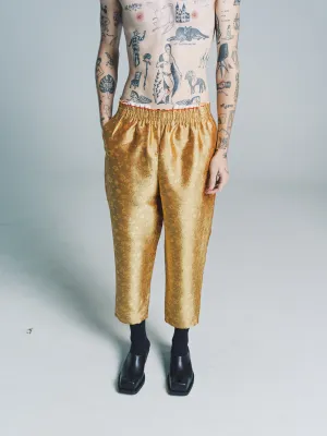 Gold Silk Jacquard Grandpa Pants