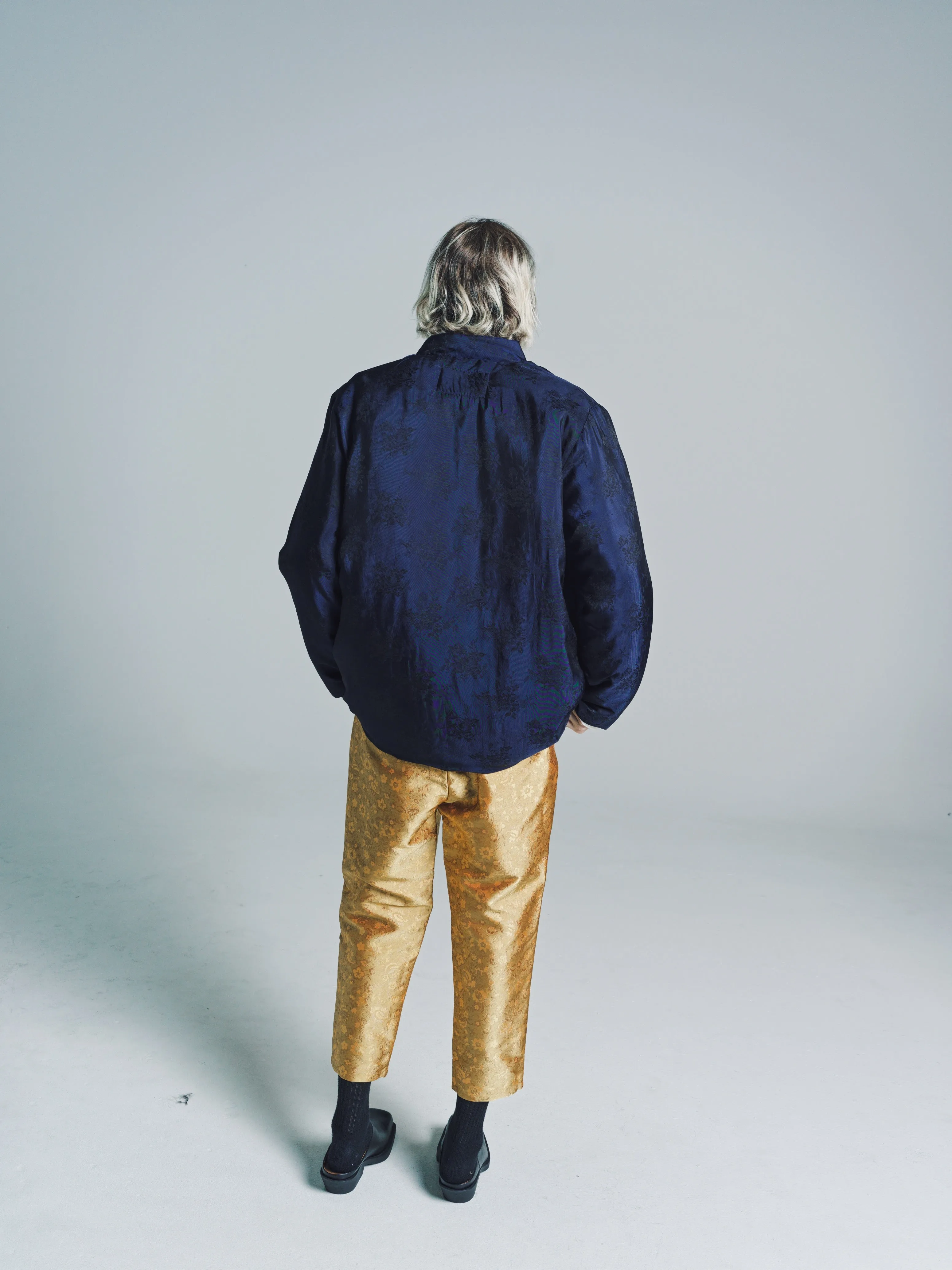 Gold Silk Jacquard Grandpa Pants