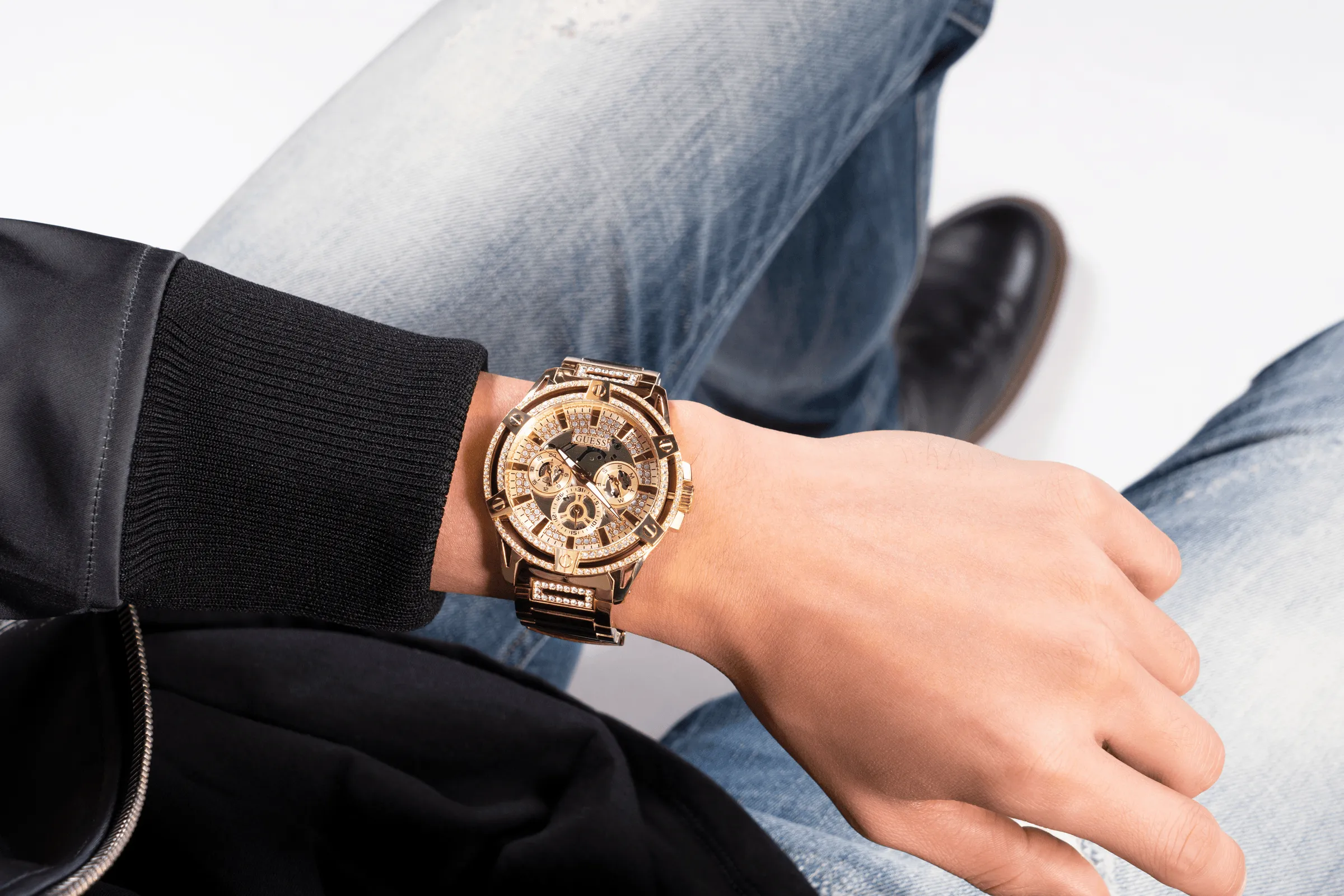 Guess Men's 48mm Gold PVD Quartz Watch GW0497G2