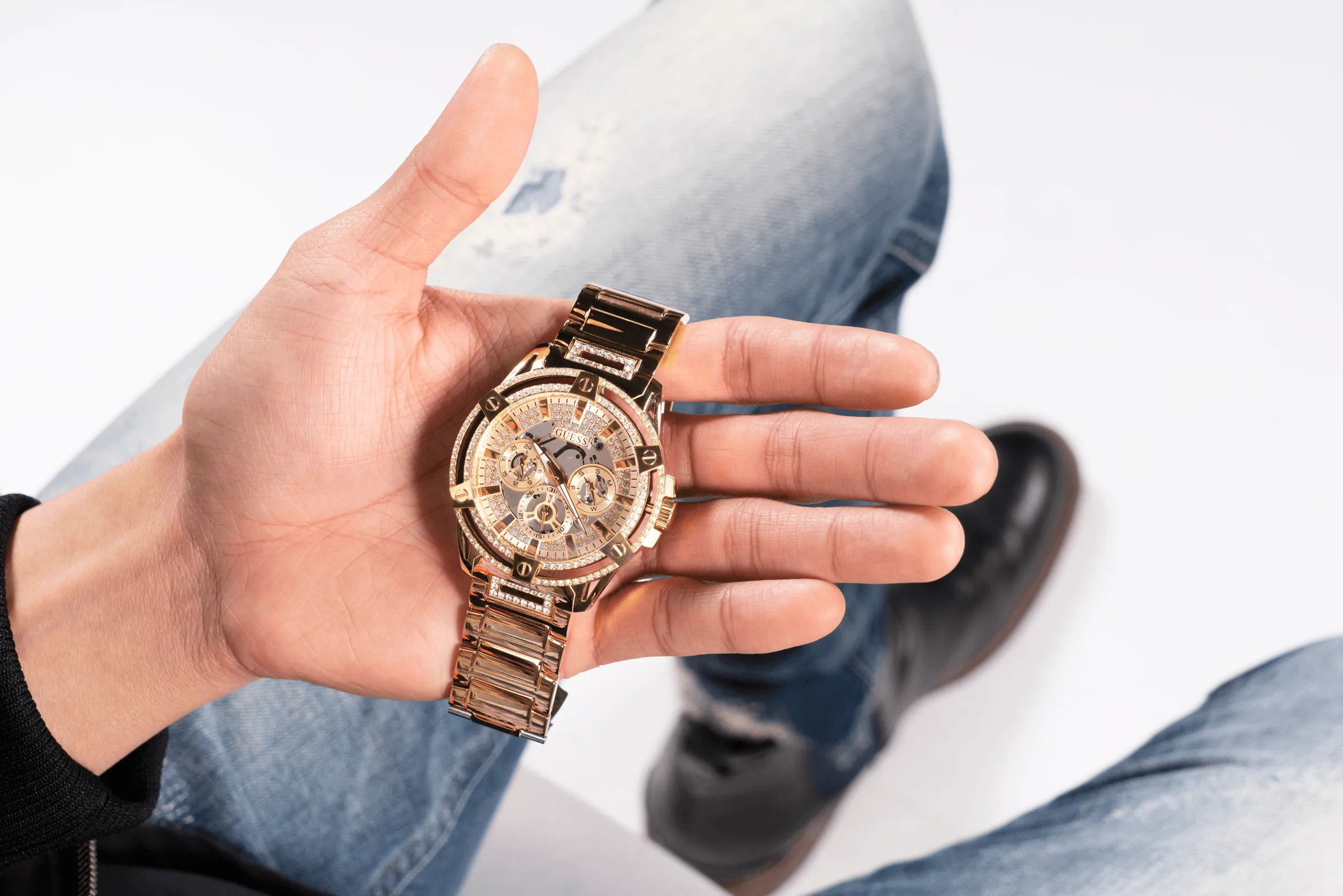 Guess Men's 48mm Gold PVD Quartz Watch GW0497G2