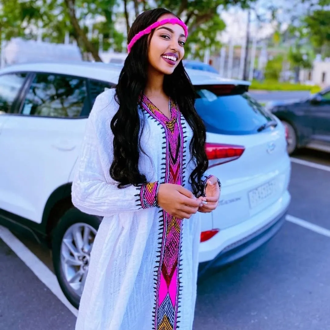 Handwoven Habesha Dress Light pink Habesha Kemis Modern Habesha Libs Eritrean Dress