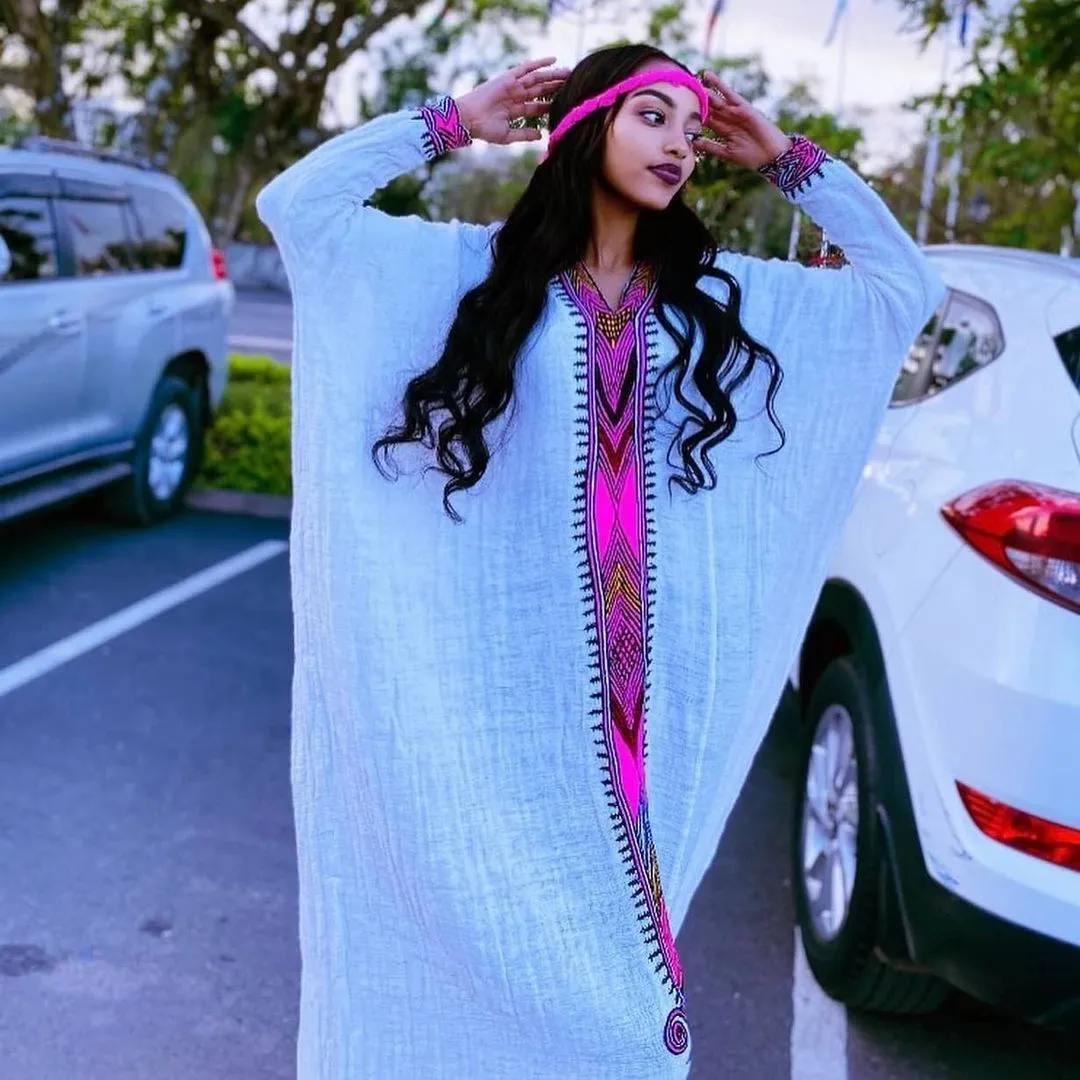 Handwoven Habesha Dress Light pink Habesha Kemis Modern Habesha Libs Eritrean Dress