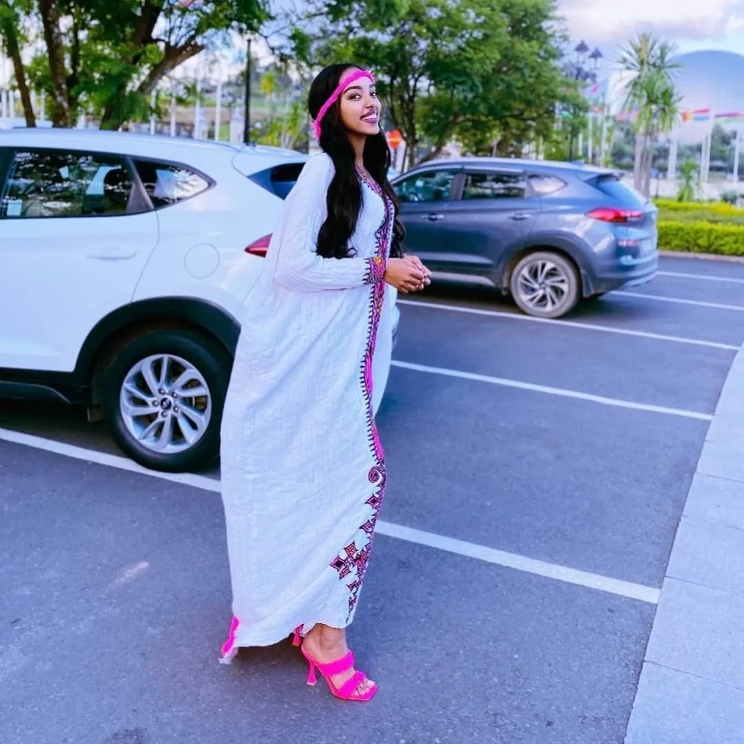 Handwoven Habesha Dress Light pink Habesha Kemis Modern Habesha Libs Eritrean Dress