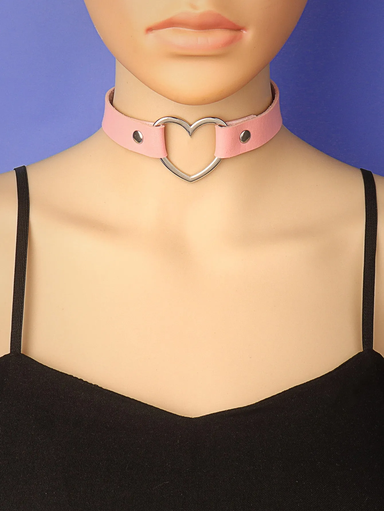Heart-ring & Studded Decor Choker for Women Novelty Necklace Creative Necklace