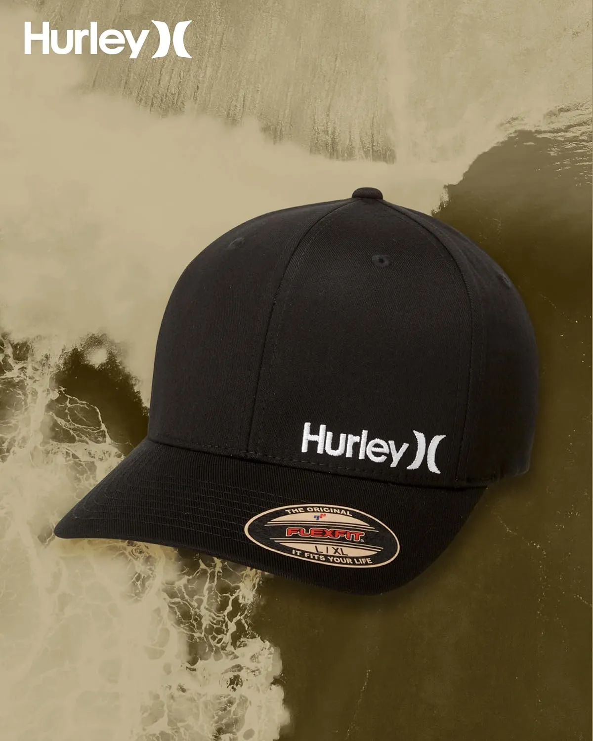 Hurley Men's Baseball Cap - Flexfit Curve Bill Fitted Trucker Hat for Men (S-XL)