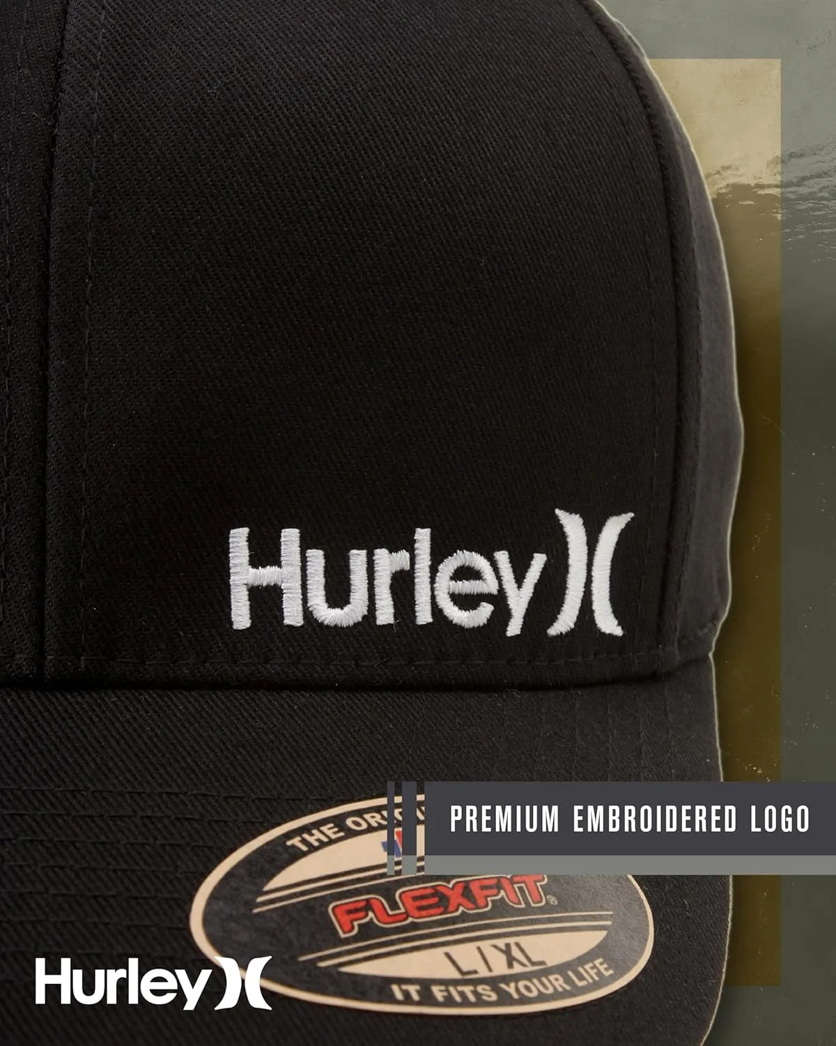 Hurley Men's Baseball Cap - Flexfit Curve Bill Fitted Trucker Hat for Men (S-XL)