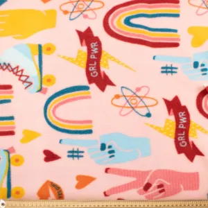 Icons on Pink Printed Polar Fleece Design 168