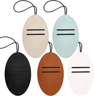 Luggage Tags 5 Pack PU Leather Luggage Tags for Suitcases Colorful Suitcase Tags for Travel Bag Baggage Name ID Tags (White Black Gray Blue Brown)