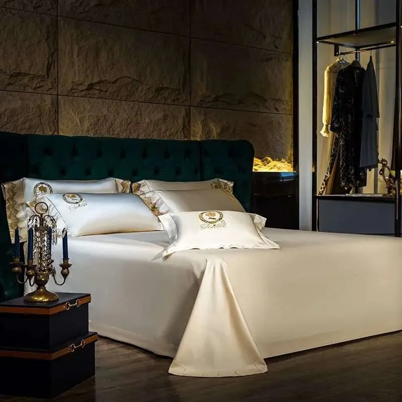 Luxury Silk and Cotton Embroidery Duvet Set 4/6Pcs