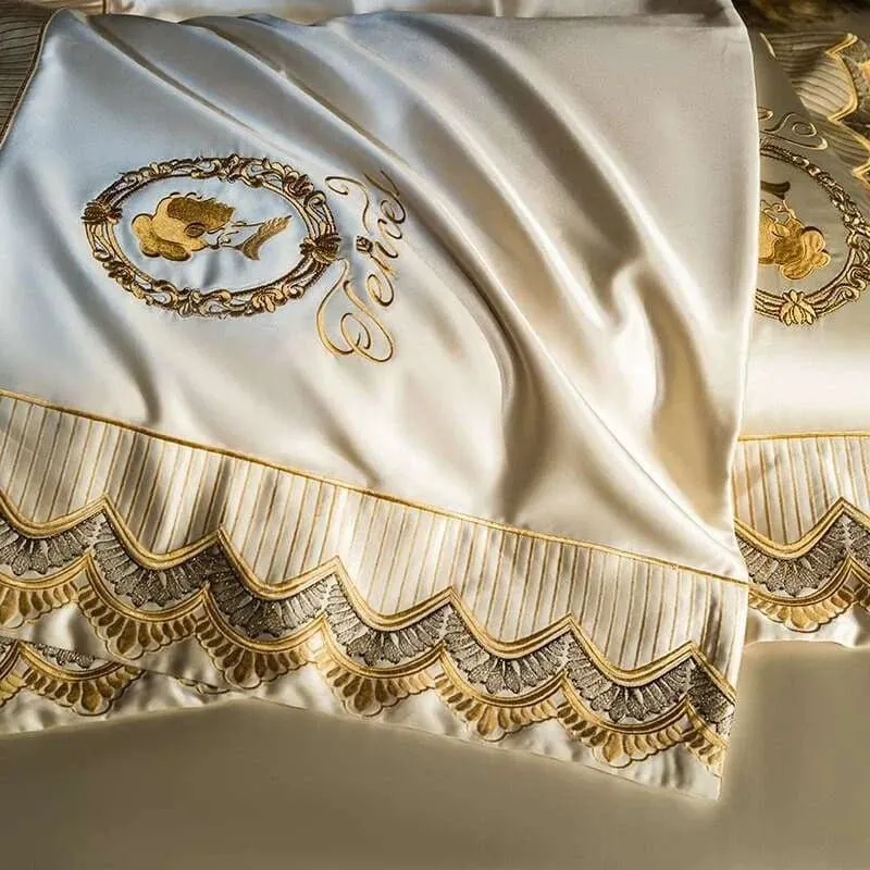 Luxury Silk and Cotton Embroidery Duvet Set 4/6Pcs