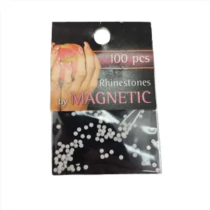 Magnetic Rhinestone Round Chalk White Medium 100 pcs