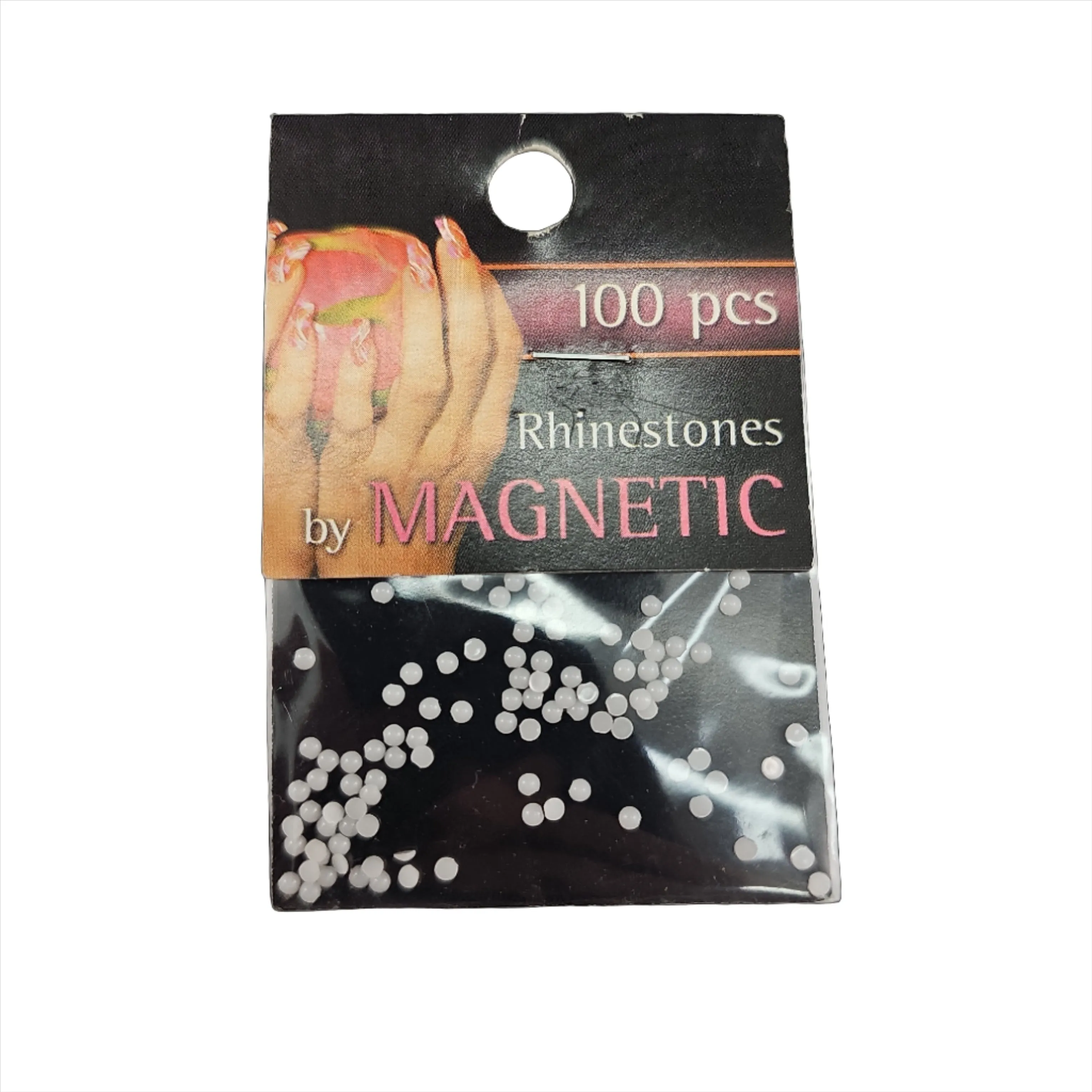 Magnetic Rhinestone Round Chalk White Medium 100 pcs