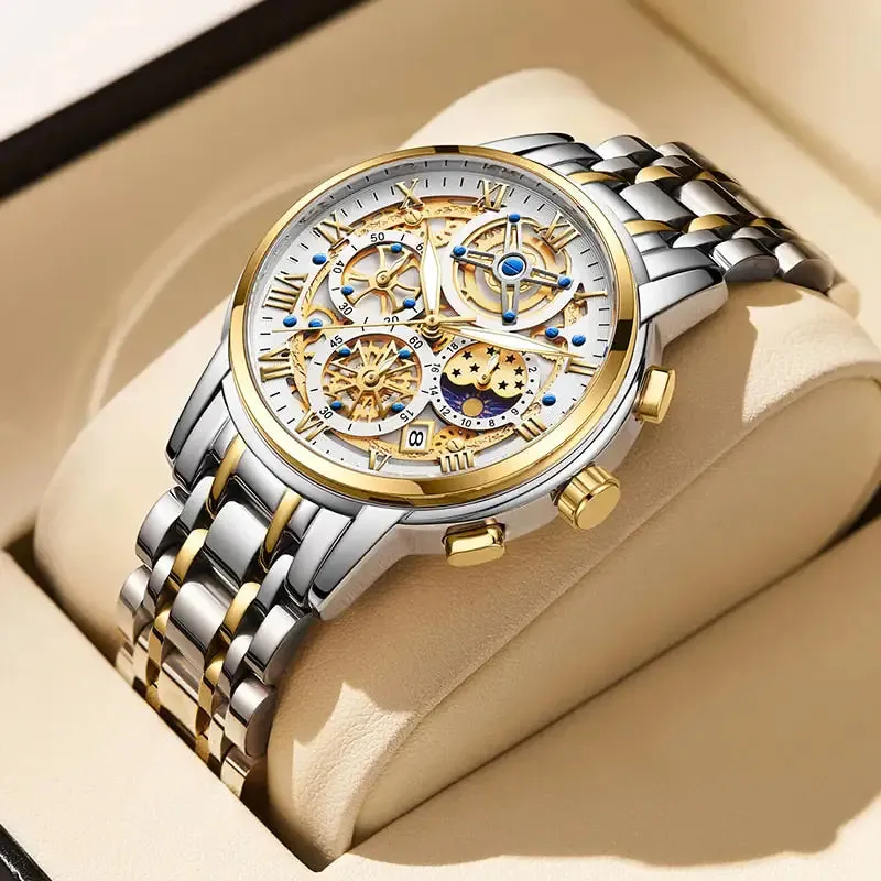 Men's LIGE Chronograph Gold Watch