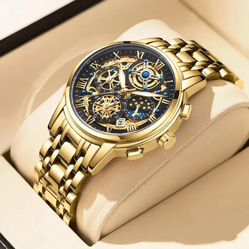 Men's LIGE Chronograph Gold Watch