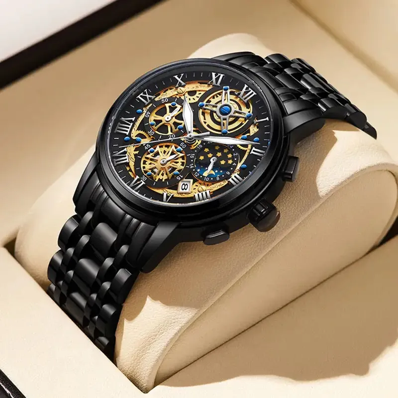 Men's LIGE Chronograph Gold Watch